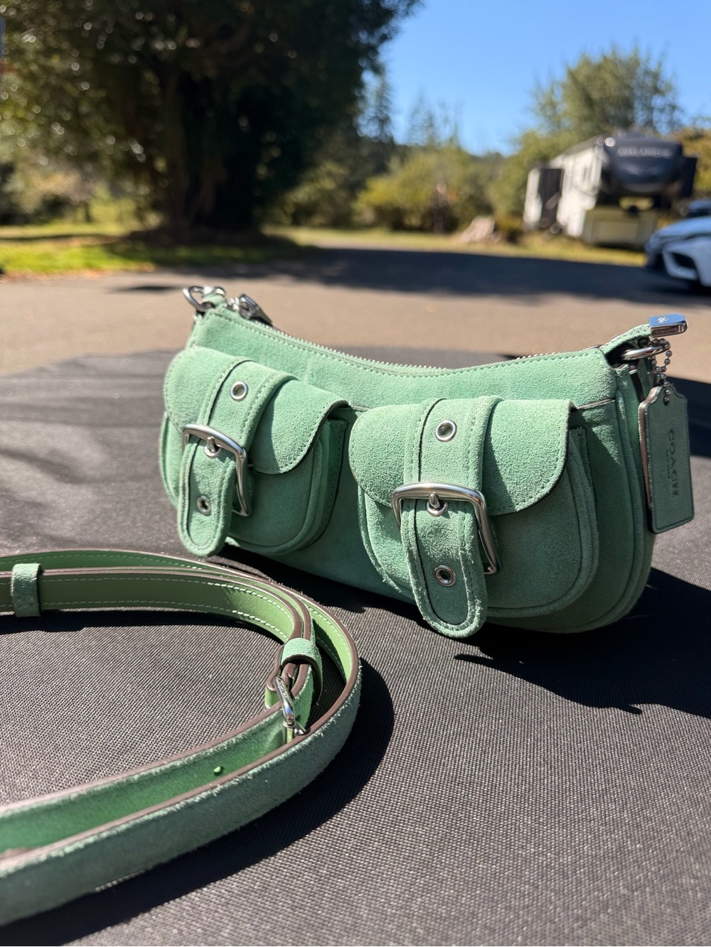 Coach Ashton Bag in Mint Green Suede 💚✨🤍